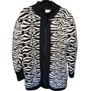 Faralee black and white Zebra Sweater Jacket fully lined